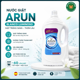 Nước Giặt Arun Blanco Luminoso 4L – Giặt Trắng Sáng, Thơm Lâu, Gel Đậm Đặc ~60 Lần Giặt (Tây Ban Nha)