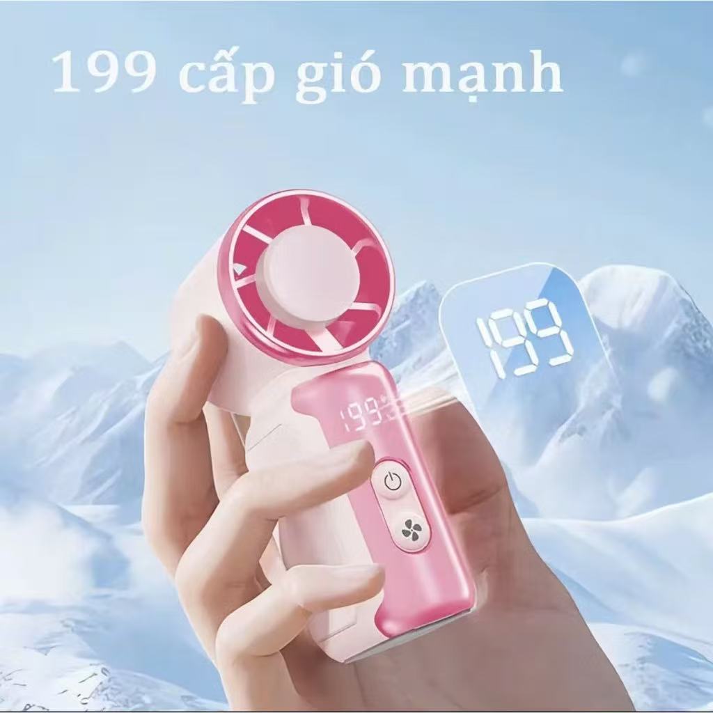 Quạt cầm tay mini JF157 kèm màn hình LED 199 Tốc Độ Gió – Quạt Turbine Siêu Mạnh, Pin Bền