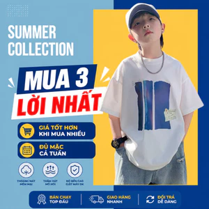 Áo Thun Ngắn Tay Mùa Hè Cho Bé Trai, Bé Gái In Hình Năng Động, Cổ Tròn | JJ Kids Fashion | B527