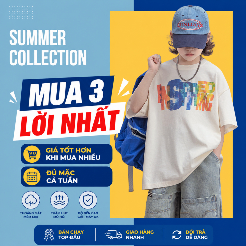 Áo Thun Ngắn Tay Mùa Hè Cho Bé Trai, Bé Gái In Hình Năng Động, Cổ Tròn B696 | JJ Kids Fashion