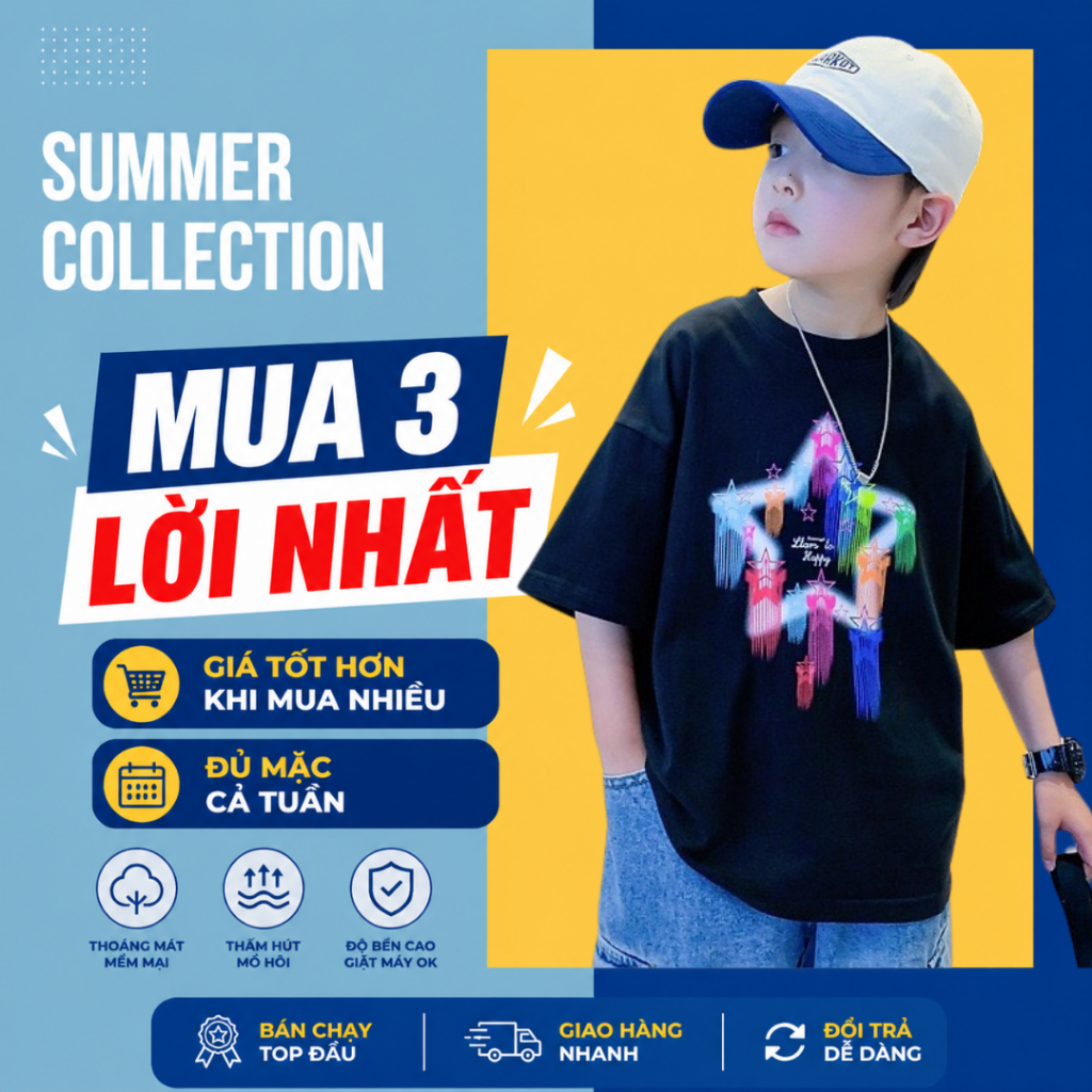 Áo Thun Ngắn Tay Mùa Hè Cho Bé Trai, Bé Gái In Hình Năng Động, Cổ Tròn B528 | JJ Kids Fashion