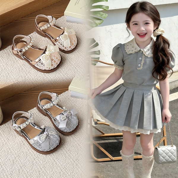 Bella Neman Dép sandal bé gái lưới ngọc, đế mềm êm chân, chống trượt đi chơi mùa hè