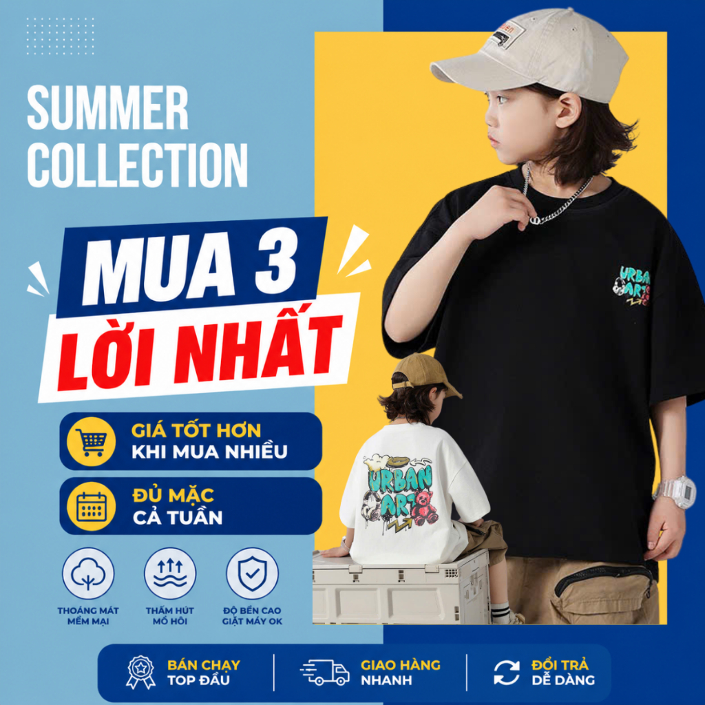 Áo Thun Ngắn Tay Mùa Hè Cho Bé Trai, Bé Gái In Hình Năng Động, Cổ Tròn B698 | JJ Kids Fashion