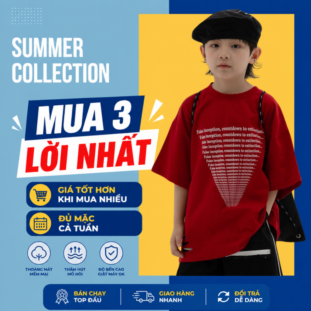 Áo Thun Bé Trai, Bé Gái Cổ Tròn Ngắn Tay Thời Trang_KHÔNG RÁCH B508 | JJ Kids Fashion