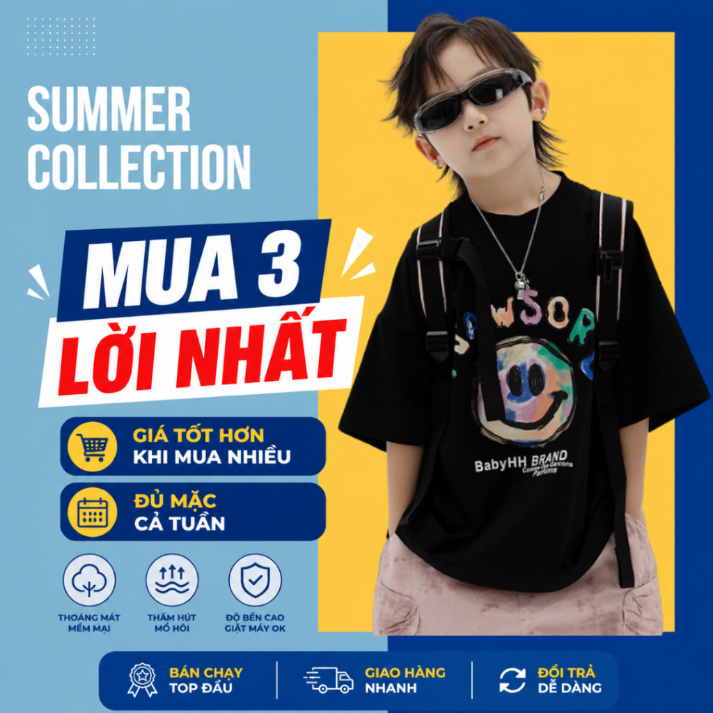 Áo Thun Ngắn Tay Mùa Hè Cho Bé Trai, Bé Gái In Hình Năng Động, Cổ Tròn B524 | JJ Kids Fashion
