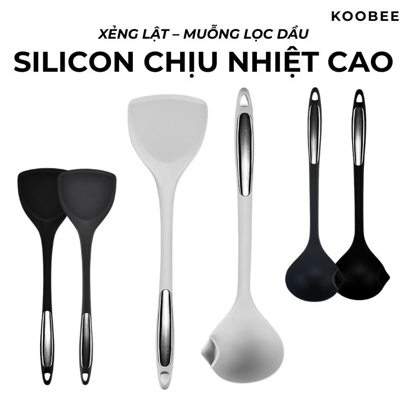 Thìa Muỗng Lọc Dầu Xẻng Lật Silicon Chống Dính Chịu Nhiệt Cao Cấp - Bộ Dụng Cụ Nhà Bếp Nấu Ăn  | 182