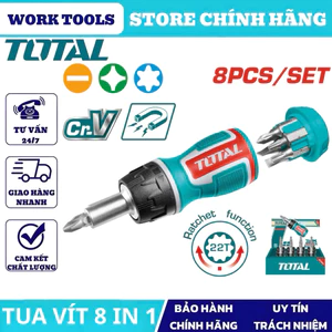 Tua vít đa năng TOTAL, đầu từ nam châm, thép Cr-V cao cấp TACSDS1726, TACSDS0706, TACSD30136, TACSD30086, THT250906 DNTT