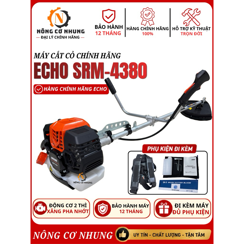 Máy Cắt Cỏ ECHO SRM-4380 - Động Cơ 2 Thì Nòng Lớn - Nhật Khẩu Chính Hãng