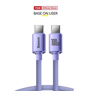 Cáp sạc nhanh PD100W TypeC to TypeC Baseus Crystal dây nylon bện dù, dài 1m dùng cho laptop,máy tính,...