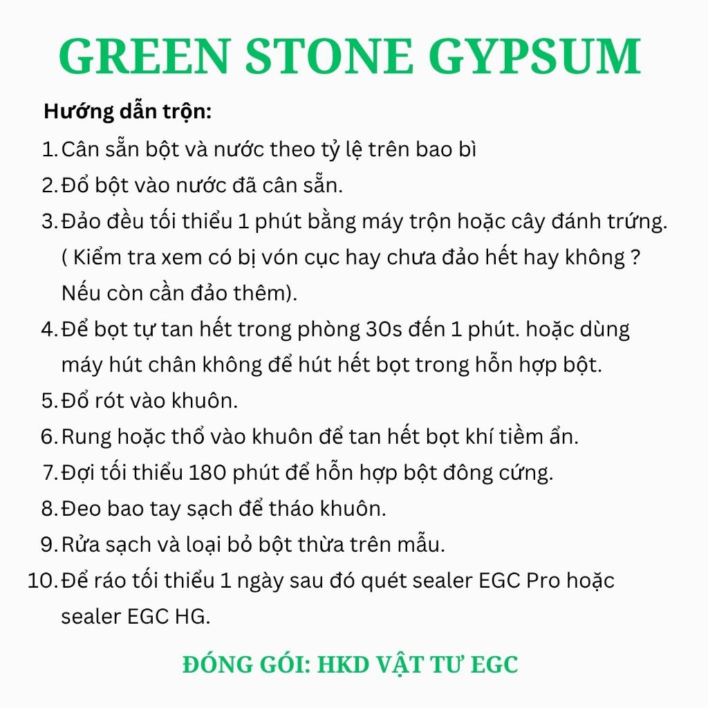 Green Stone Gypsum Thach cao làm từ đá xanh tự nhiên độ cứng cao chống cháy chuyên đổ khuôn hũ nến decor