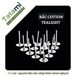 Bấc Cotton Bấm Sẵn TATAMI Tim Nến Cotton Không Khói Kèm Đế Sắt Làm Nến Tealight Nến Ly Handmade