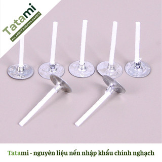 Bấc Cotton Bấm Sẵn TATAMI Tim Nến Cotton Không Khói Kèm Đế Sắt Làm Nến Tealight Nến Ly Handmade