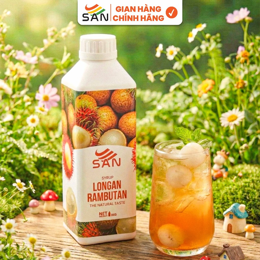 Syrup/siro lá dứa SAN Chai 1Kg, có mẫu thử, công thức, pha chế chuẩn quán, dễ sử dụng, đủ hương vị