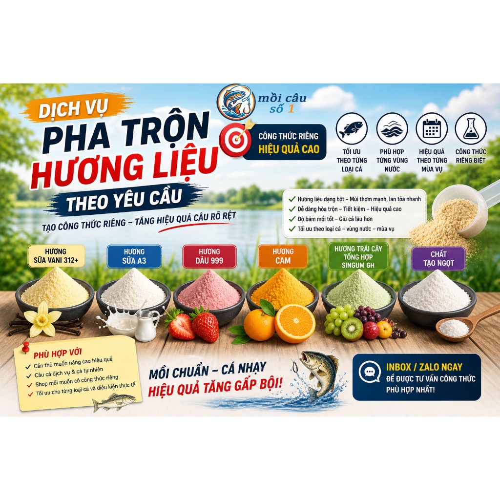 Pha trộn hương liệu câu cá theo yêu cầu | Tối ưu cho riêng bạn