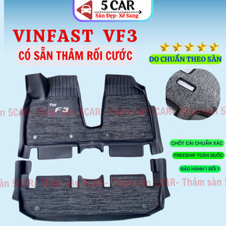 Thảm lót sàn NHỰA 5D TPE Tràn viền có kèm RỐI SẴN xe Vinfast VF3, dễ dàng vệ sinh, lắp đặt