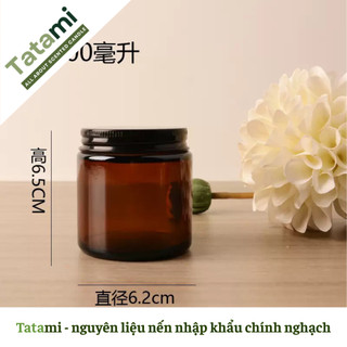 Hũ Thủy Tinh Nâu Đựng Nến TATAMI Có Nắp Kim Loại Lọ Nến Thơm Handmade Cao Cấp Decor Sang Trọng