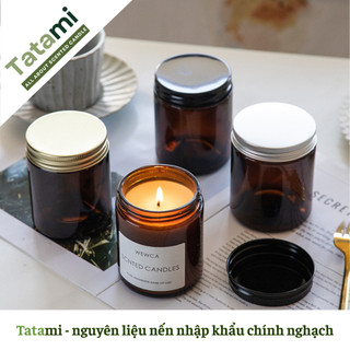 Hũ Thủy Tinh Nâu Đựng Nến TATAMI Có Nắp Kim Loại Lọ Nến Thơm Handmade Cao Cấp Decor Sang Trọng