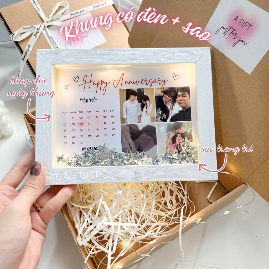 [TẶNG HỘP RƠM] Khung ảnh để bàn thiết kế làm quà tặng sinh nhật, kỉ niệm ngày yêu, quà tặng người thân