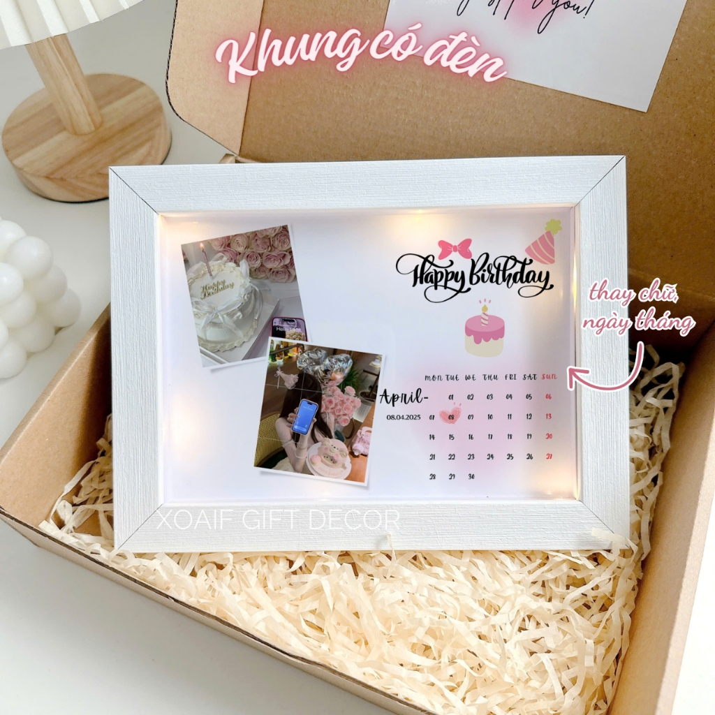 [TẶNG HỘP RƠM] Khung ảnh để bàn thiết kế làm quà tặng sinh nhật, kỉ niệm ngày yêu, quà tặng người thân