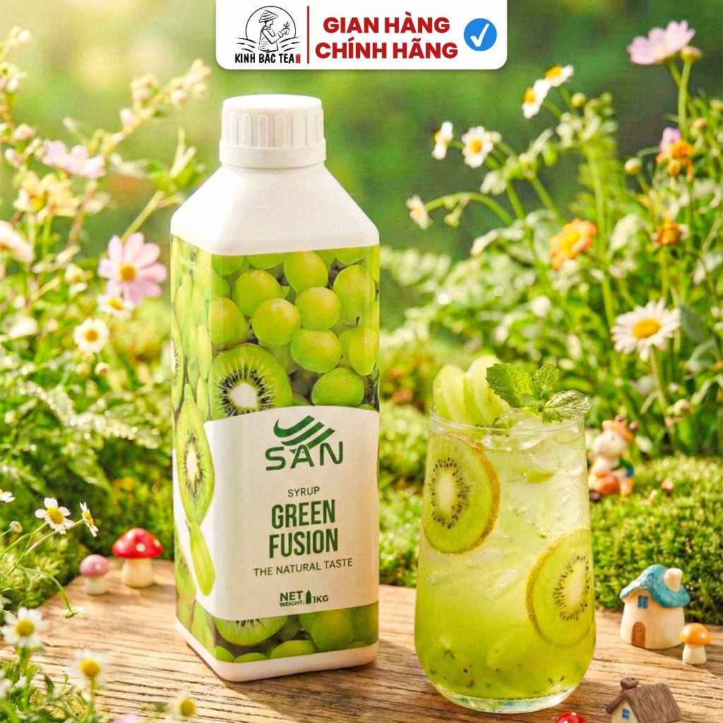 Syrup/siro trái cây SAN chai lớn 1Kg, có mẫu thử 100ml, tặng công thức pha chế, hương thơm nổi bật