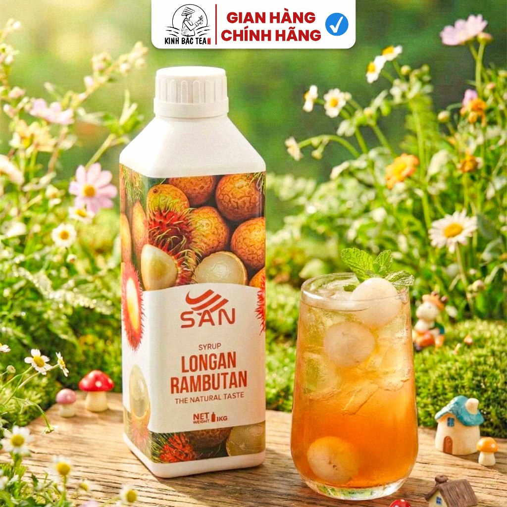 Syrup/siro trái cây SAN chai lớn 1Kg, có mẫu thử 100ml, tặng công thức pha chế, hương thơm nổi bật