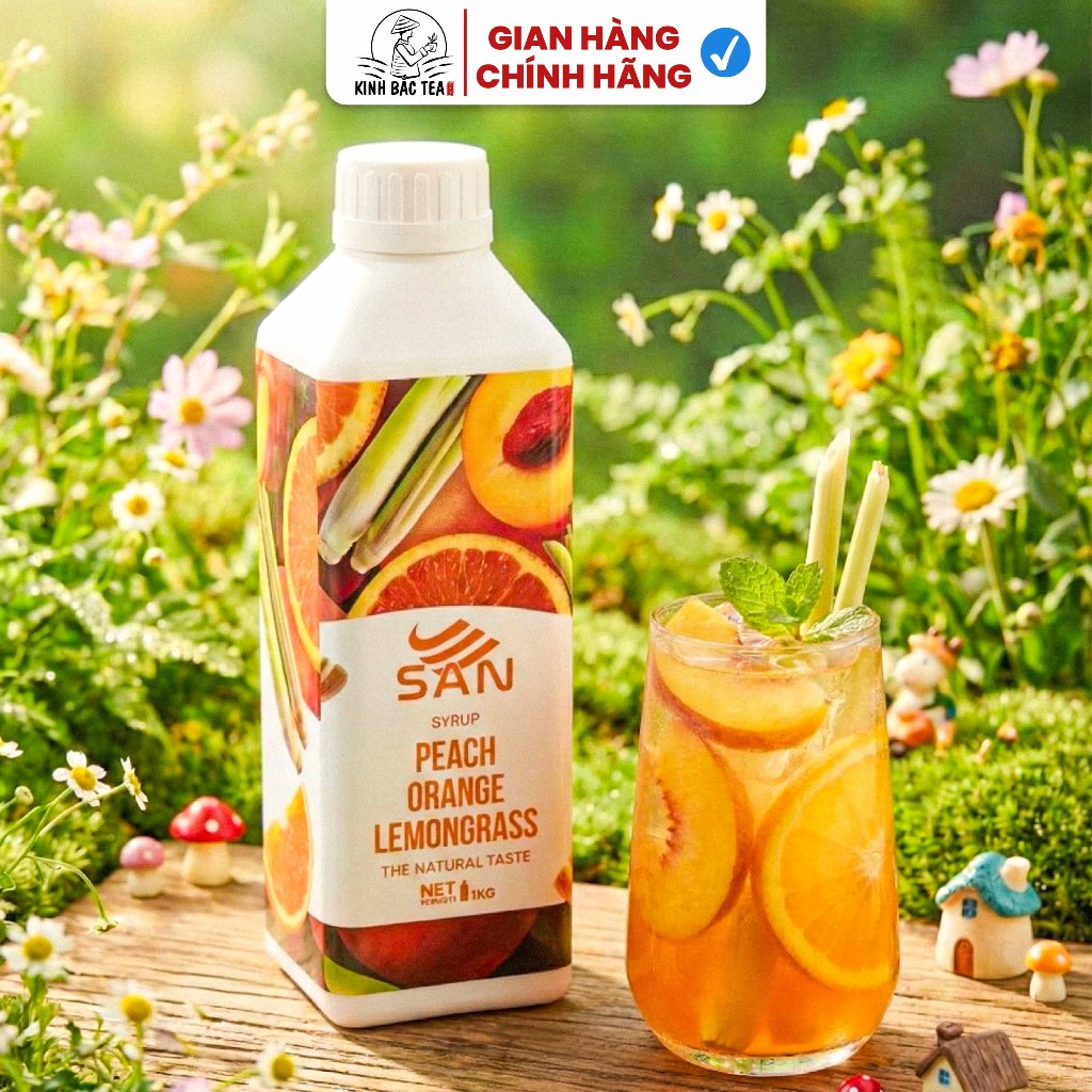 Syrup/siro trái cây SAN chai lớn 1Kg, có mẫu thử 100ml, tặng công thức pha chế, hương thơm nổi bật