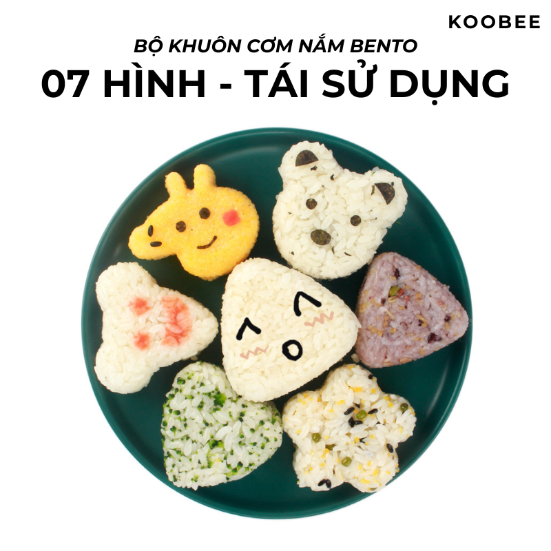 Bộ 07 Khuôn Làm Cơm Nắm Bento Nhiều Hình Dễ Thương – Tạo Hình Sushi Onigiri Nhật Bản Cho Bé Tập Ăn Dặm | AD08