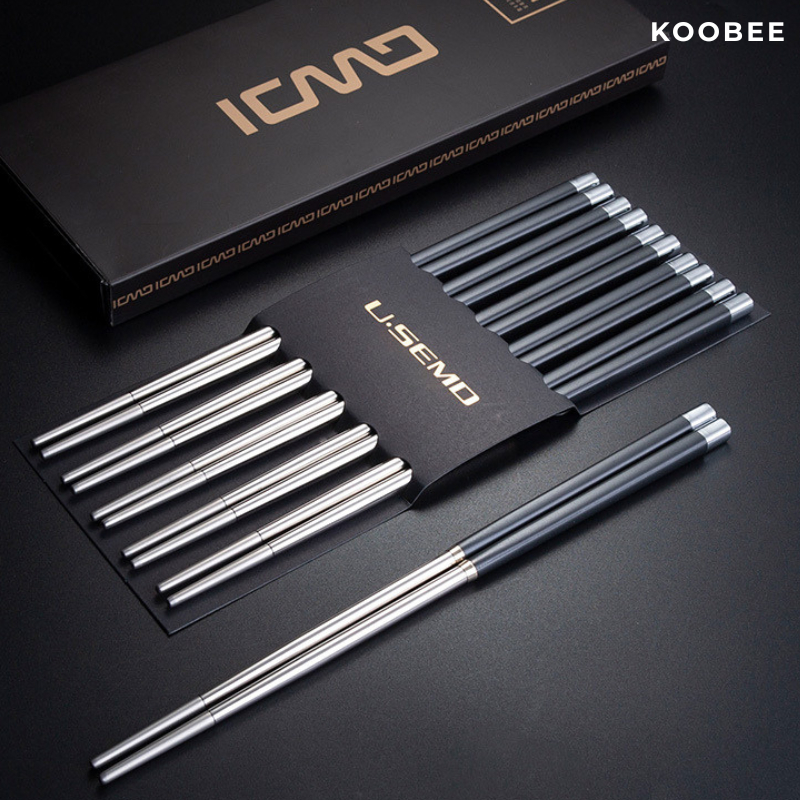 Set 10 Đôi Đũa Inox 304 Không Gỉ Kháng Khuẩn Chống Trợn Chịu Nhiệt - Bộ Đũa Ăn Cơm Không Mốc Cao Cấp (BA18)