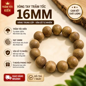Vòng Tay Trầm Hương Tự Nhiên 16mm - Trầm Kiến Việt Nam Cao Cấp Bình An Shop (Hàng Chuẩn Xưởng)