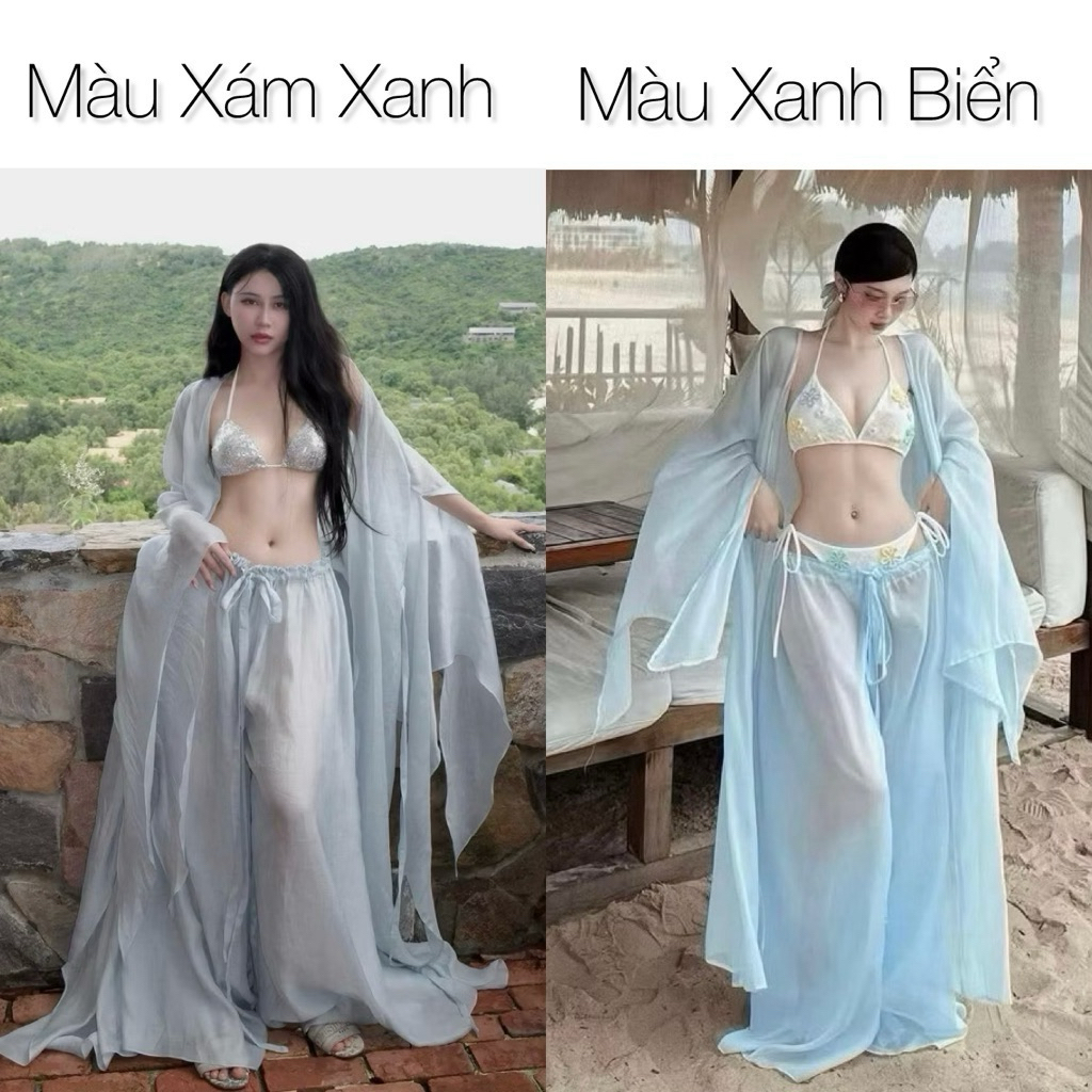617 - Set Áo Choàng Kèm Quần Đi Biển Nữ ( Không Kèm Bikini ) | BigBuy360 - bigbuy360.vn
