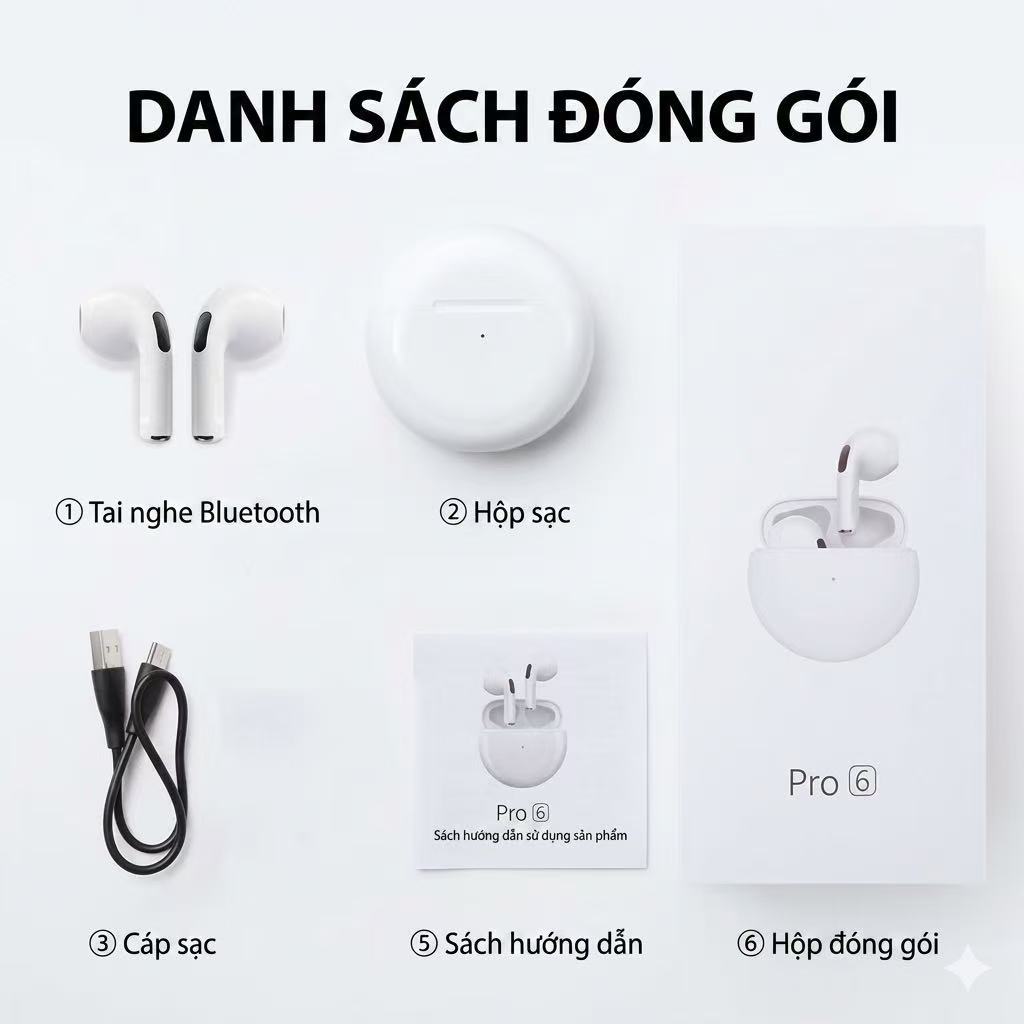 Tai nghe bluetooth không dây Pro 6 TWS