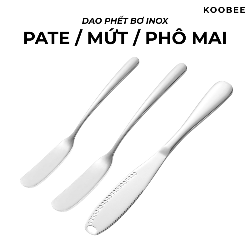 Dao Cắt Bơ + Dao Phết Bơ Inox 304 Cao Cấp KOOBEE – Dày Dặn Sáng Bóng Chuyên Nghiệp Tiện Dụng | 120