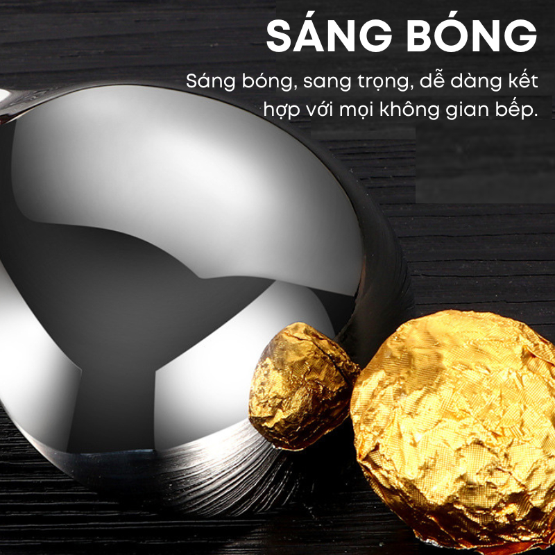 Bộ Đôi Muôi Canh + Muôi Lỗ Inox 304 Cao Cấp Sáng Bóng - Cán Trơn Lòng Sâu Hình Trái Tim | 319