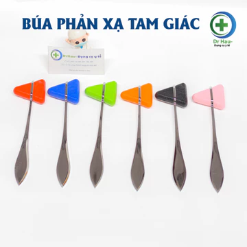 Búa phản xạ tam giác kích thước 19 cm gõ phản xạ y tế đầu cao su cán kim loại GREEMED