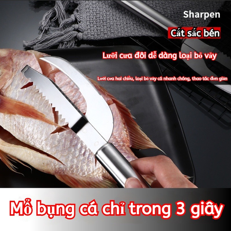 Dao Thái Cá Đa Năng Thép Không Gỉ - Cạo Vảy, Mổ Bụng, Lấy Nội Tăng Nhanh Chóng【Mua 2 tặng 1】