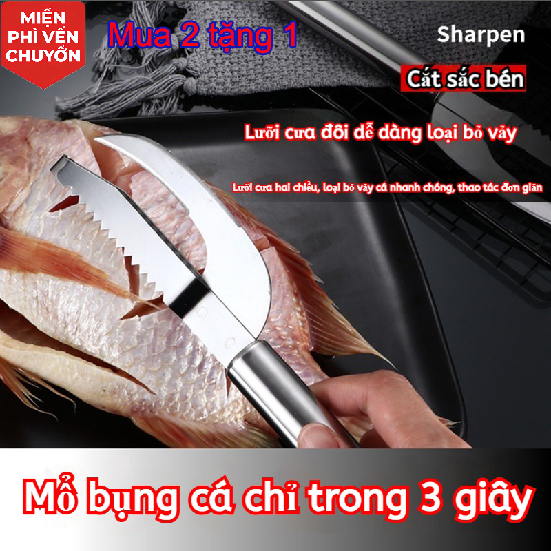 Dao Thái Cá Đa Năng Thép Không Gỉ - Cạo Vảy, Mổ Bụng, Lấy Nội Tăng Nhanh Chóng【Mua 2 tặng 1】