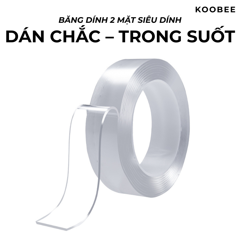 Cuộn Băng Dính 2 Mặt Trong Suốt Siêu Dính - Băng Keo Ma Thuật Dán Trên Mọi Bề Mặt Đa Năng Tiện Lợi  | 021