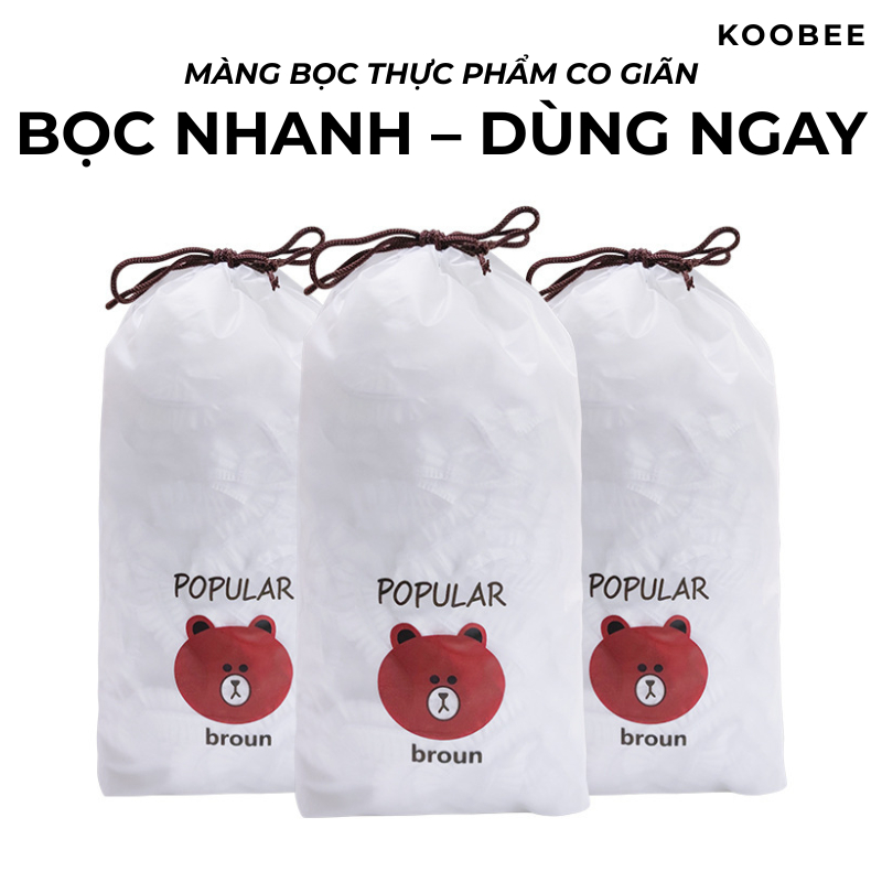 Màng Bọc Thực Phẩm Co Giãn KOOBEE – Túi Bọc Thức Ăn Có Chun, Bọc Bát Đĩa Hộp Thực Phẩm, An Toàn Tiện Lợi (NB11)