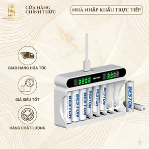 Bộ Sạc Beston C9024L 8 khe sạc nhanh Tự ngắt màn LCD thông minh, pin AA AAA nhiều loại tùy chọn