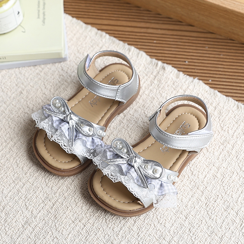 Bella Neman Dép sandal bé gái nơ ren ngọc, đế mềm êm chân, chống trượt, dễ mang đi chơi mùa hè