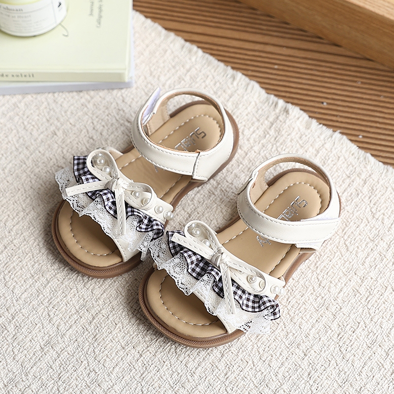 Bella Neman Dép sandal bé gái nơ ren ngọc, đế mềm êm chân, chống trượt, dễ mang đi chơi mùa hè