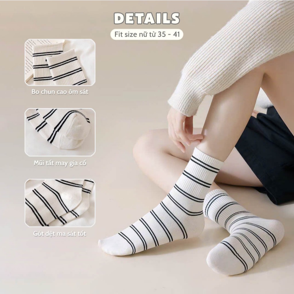 Tất vớ nam nữ cổ trung phong cacha Hàn Quốc thời trang, chất liệu mềm mịn thoáng khí - Ekiu Shop