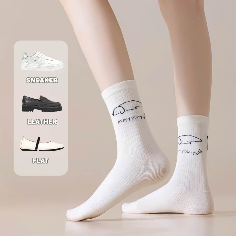 Tất vớ nam nữ cổ trung phong cacha Hàn Quốc thời trang, chất liệu mềm mịn thoáng khí - Ekiu Shop