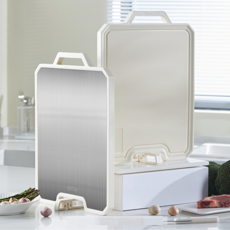 Thớt Inox 304 và nhựa kháng khuẩn KooBee cao cấp 2 mặt tích hợp đá mài dao kéo thông minh (NB86)