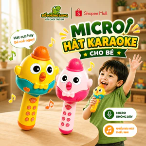 Đồ Chơi Micro Hát Karaoke Không Dây Cho Bé BỐ KHỦNG LONG Kèm Sạc Micro Đổi Giọng Nói Phát Nhạc Đọc Truyện Cho Bé