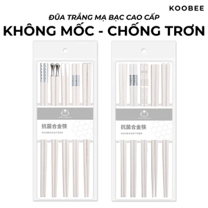 Bộ 5 Đôi Đũa Ăn Cơm Sợi Thủy Tinh KOOBEE – Không Mốc, An Toàn Sức Khỏe, Bền, Đẹp – Màu Trắng Bạc Cao Cấp (BA12)