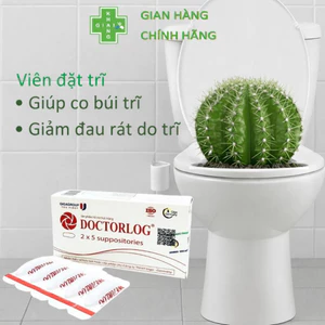 Viên đặt trĩ Doctorlog, giúp giảm đau rát và co búi trĩ an toàn, hiệu quả từ thiên nhiên (Hộp 10 viên)