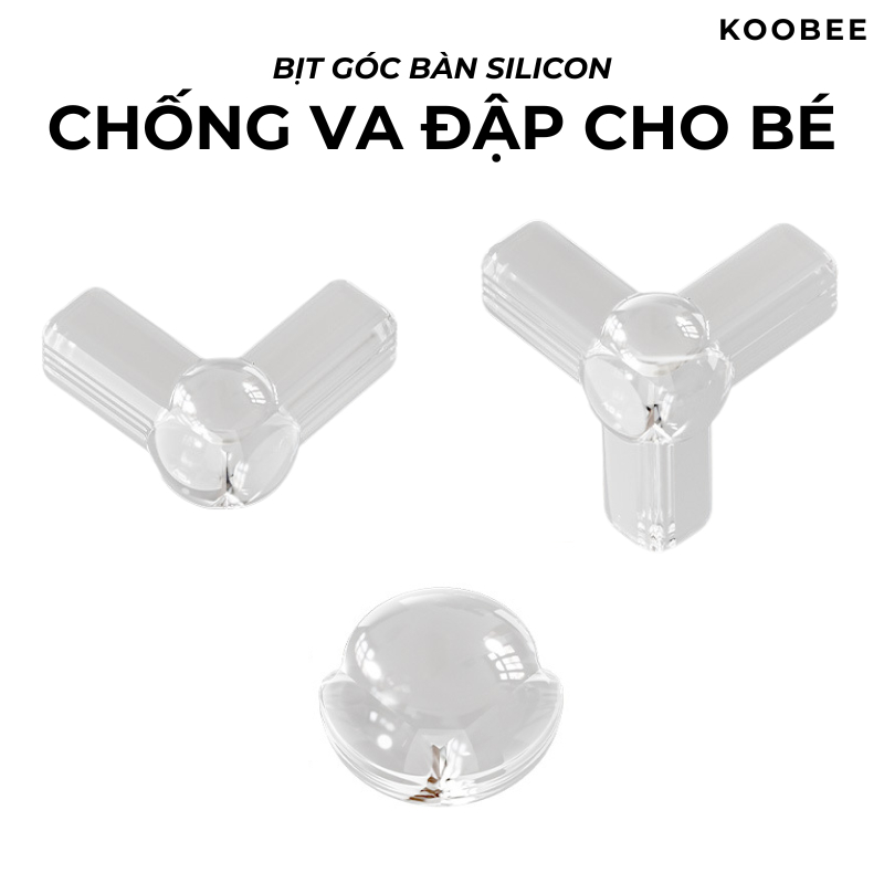 Bombo 04 Bịt Góc Bàn Silicon Trong Suốt 3 Kiểu – Bảo Vệ 3 Cạnh –Chống Va Đập Cho Bé, Dán Chắc, Không Bám Bẩn (AT02)