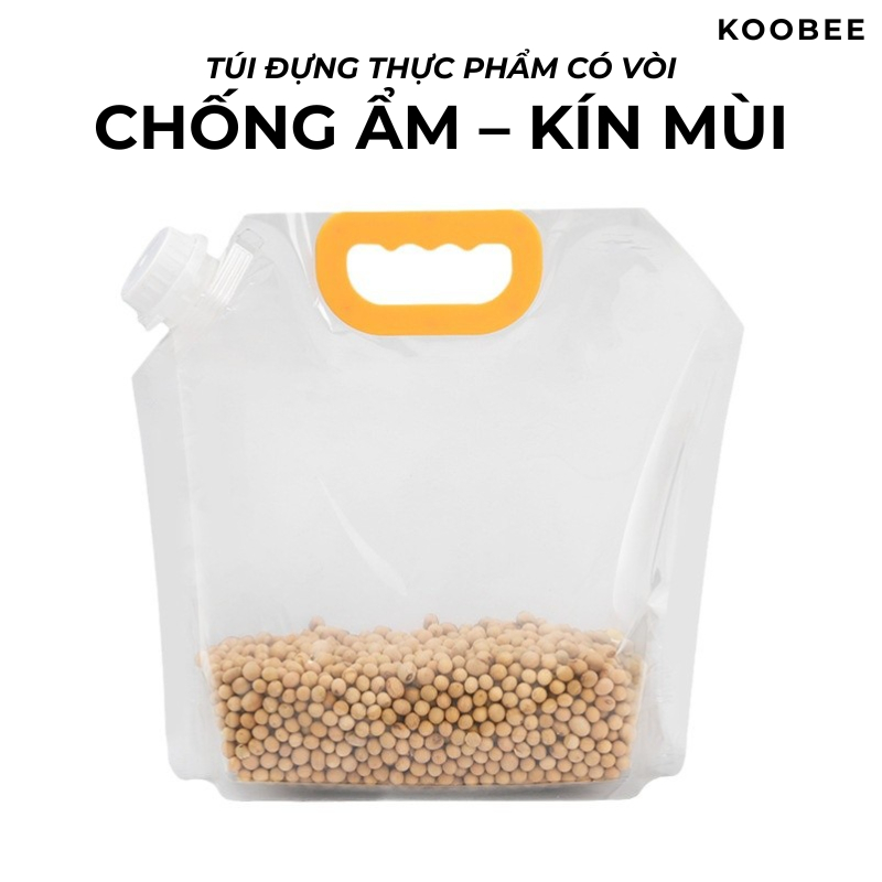 Túi Đựng Thực Phẩm Khô KOOBEE – Có Tay Cầm, Nắp Đậy Chống Ẩm, Tái Sử Dụng, Đựng Ngũ Cốc Hạt Khô Nhiều Kích Thước