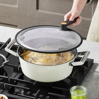 Lưới Chắn Dầu Inox 304 Viền Silicon Đa Năng - Chống Bắn Dầu, Rửa Rau, Lọc Nước, Tay Cầm Cam Chống Bỏng